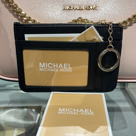 MICHAEL KORS SMALL TOP ZIP COINPOUCH WITH ID CARD CASE WALLET 
COLOR: BLACK 
NWT - Picture 3 of 16